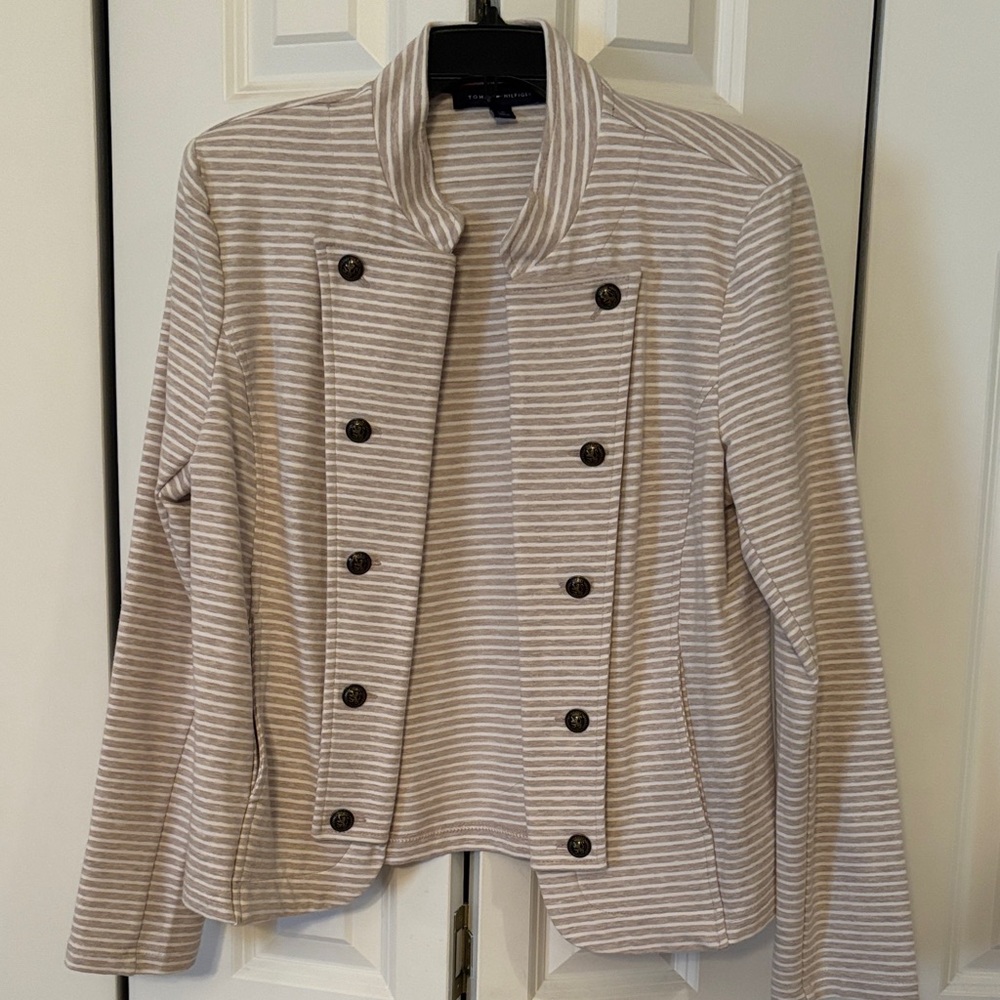 Tommy Hilfiger Gray & White Striped Blazer